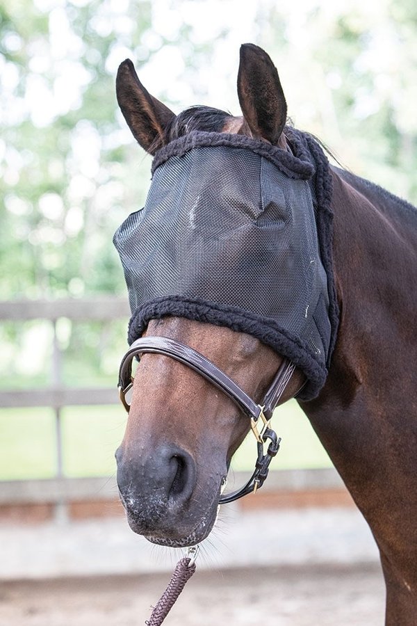 Harry´s Horse Fliegenschutzmaske mit Ohrenaussparung /ohne Ohren schwarz Größe S